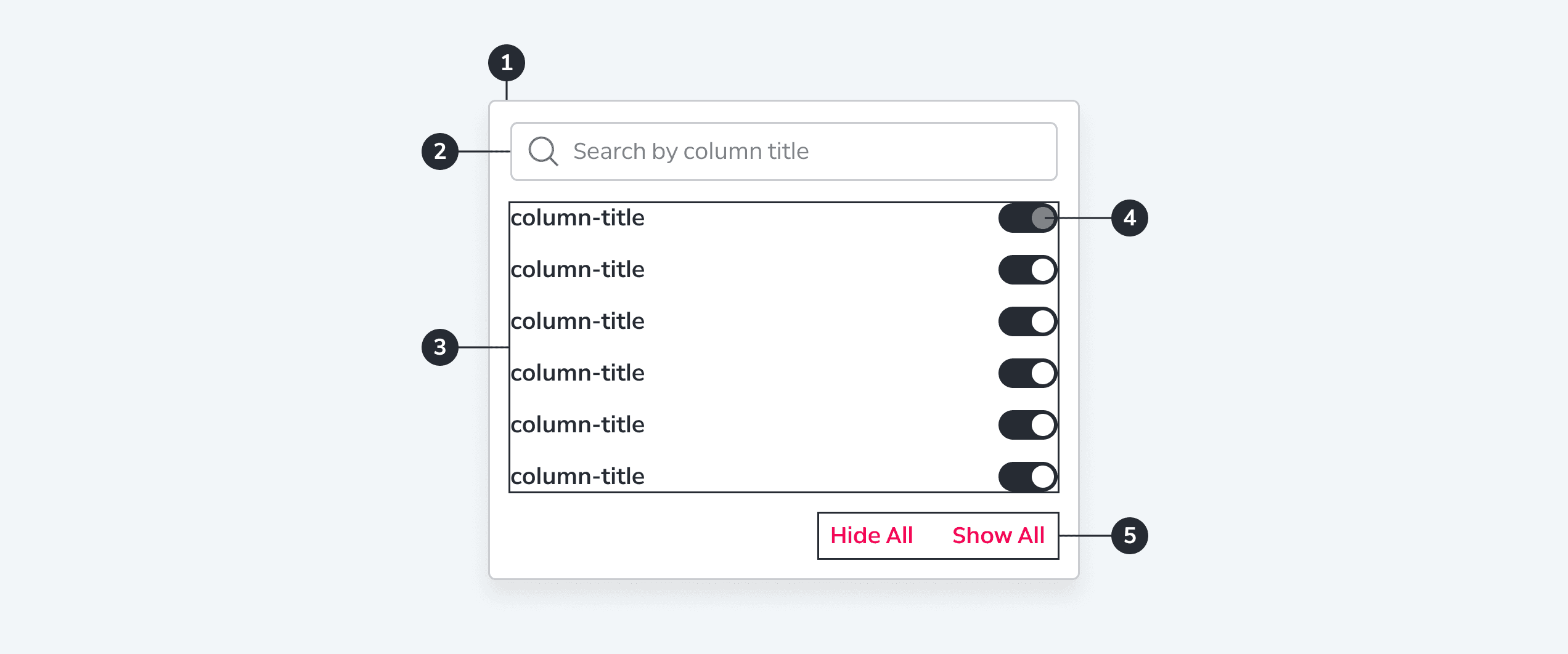 Filter Column anatomy