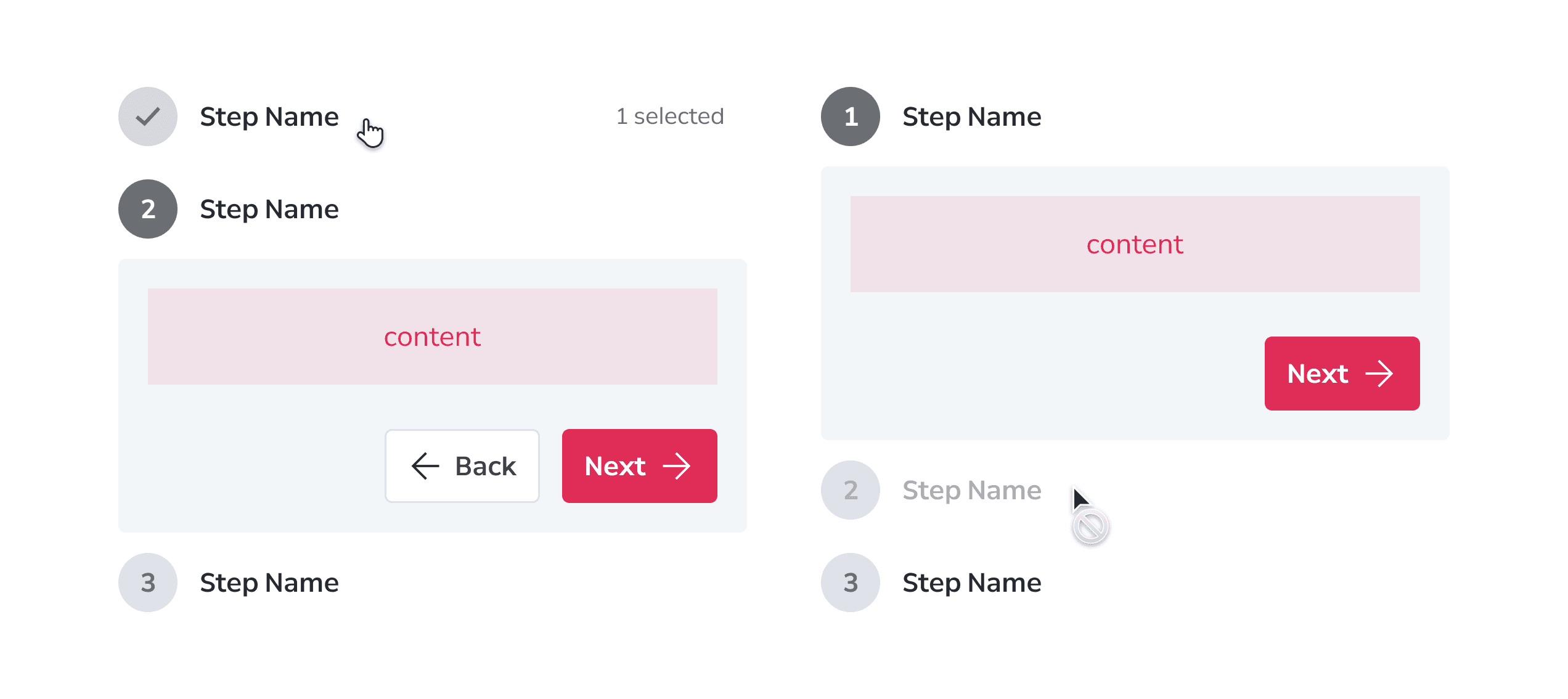 Stepper Behaviors Interactions Complete Step으로의 이동