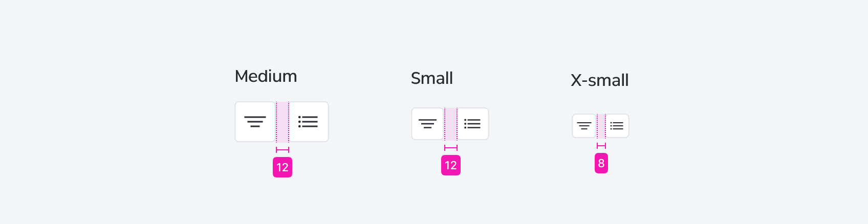 Icon button spacing - common cases