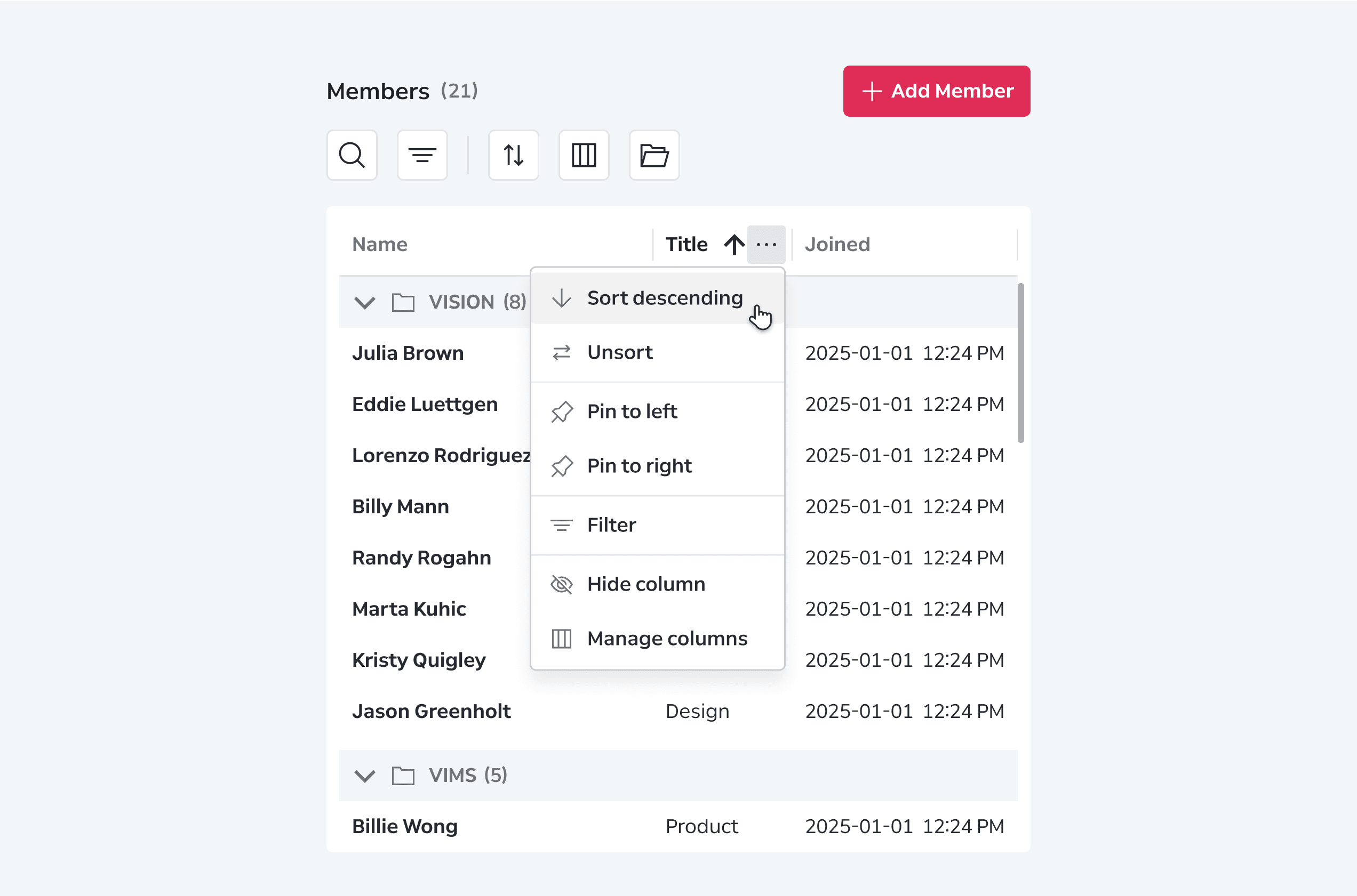 Data Grid Behaviors Data Interactions Sorting