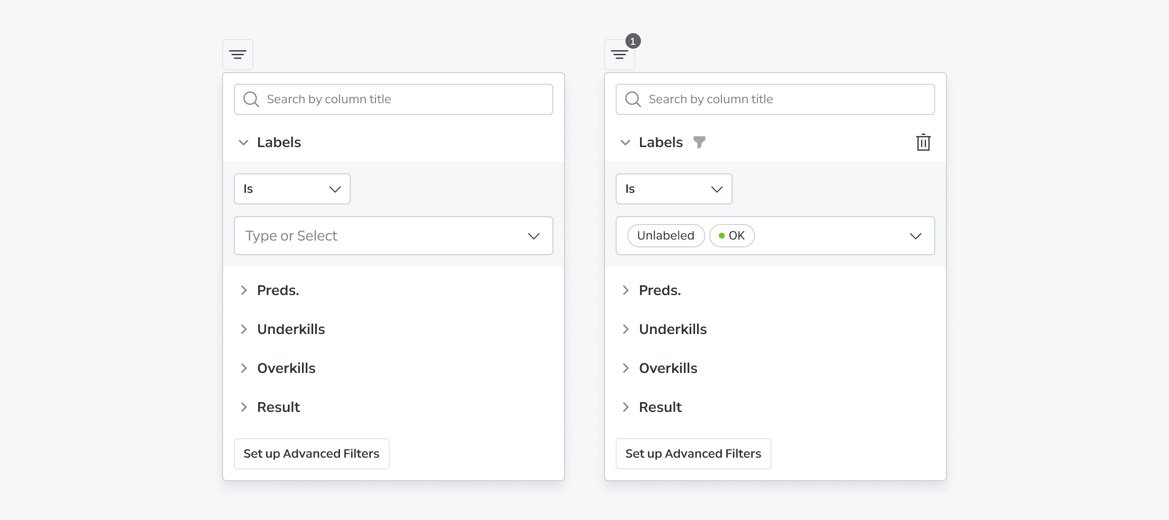 Filter Behaviors Interactions Data Filtering