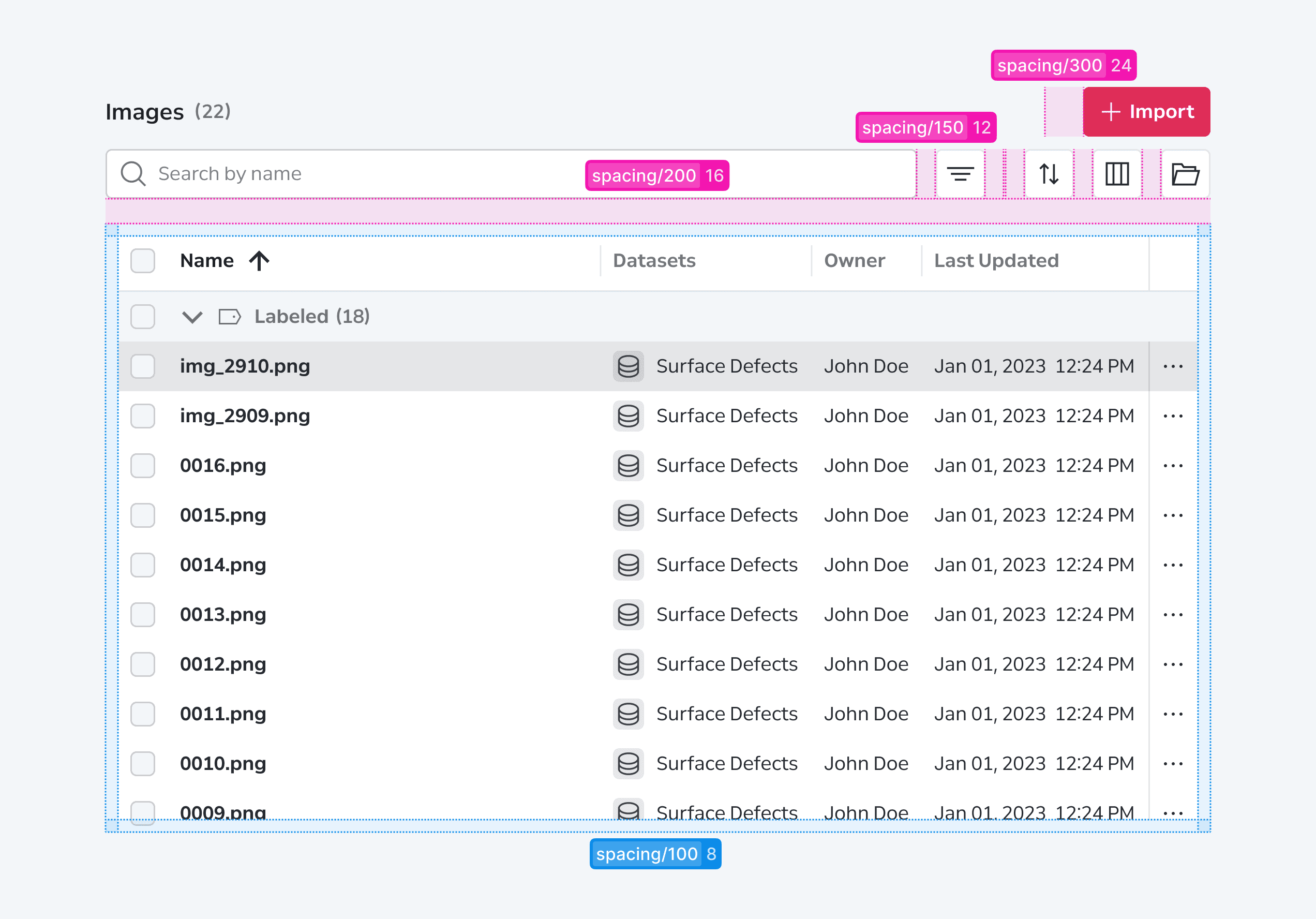Data Grid Layout Spacing